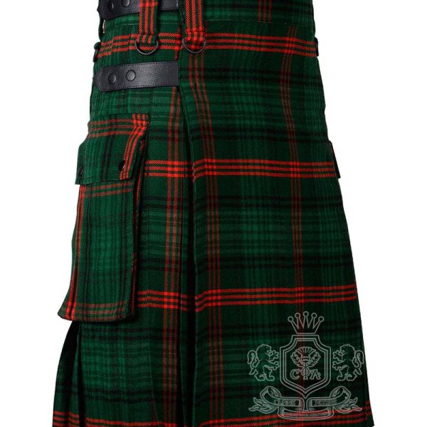 Ross Hunting Tartan Utility Kilt with Adjustable Leather Straps