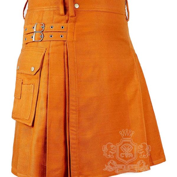 Saffron Tartan Utility Kilt with Adjustable Leather Straps