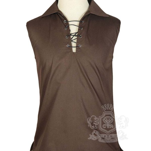 Brown Cotton Ghillie Sleeveless Shirt | Traditional Shirt