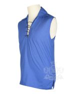 Royal Blue Cotton Ghillie Sleeveless Shirt | Traditional Scottish Shirt - Image 2