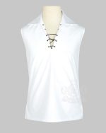 White Cotton Ghillie Sleeveless Shirt | Traditional Shirt