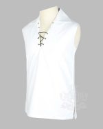 White Cotton Ghillie Sleeveless Shirt | Traditional Shirt - Image 2
