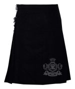 Solid Black Tartan 8 Yard Kilt | Traditional Scottish Kilt