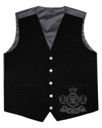 Solid Black Tartan Vest Argyle Waistcoat