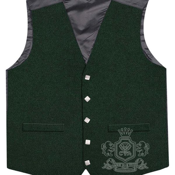 Solid Green Tartan Vest Argyle Waistcoat