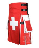 Swiss Flag Utility Kilt | Modern Patriotic Highland Wear - Image 3