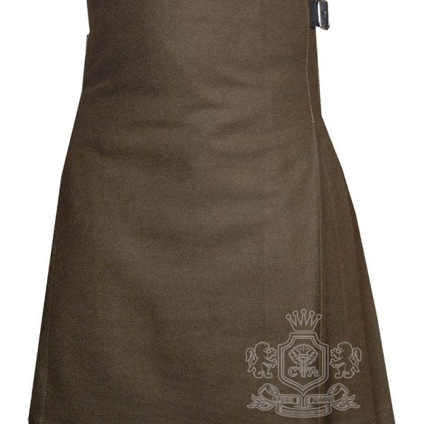 Tan Wool 8 Yard Kilt front view