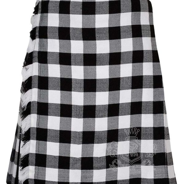 White Black Rob Roy Tartan 8 Yard Kilt | Traditional Scottish Kilt