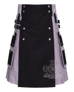 Black Grey Cotton Hybrid Utility Kilt