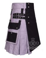 Black Grey Cotton Hybrid Utility Kilt - Image 2