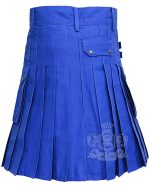 Royal Blue Cotton Utility Kilt with cargo pockets - Image 4