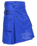 Royal Blue Cotton Utility Kilt with cargo pockets - Image 2