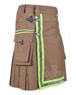 Khaki Firefighter Utility Kilt | High-Visibility Reflector Tape - Image 2