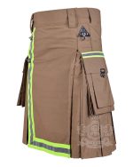 Khaki Firefighter Utility Kilt | High-Visibility Reflector Tape - Image 3