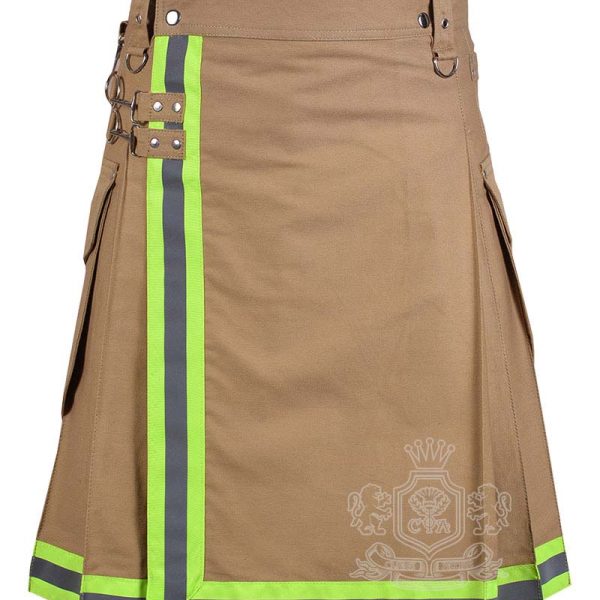 Khaki Firefighter Utility Kilt | Cotton Work Kilt