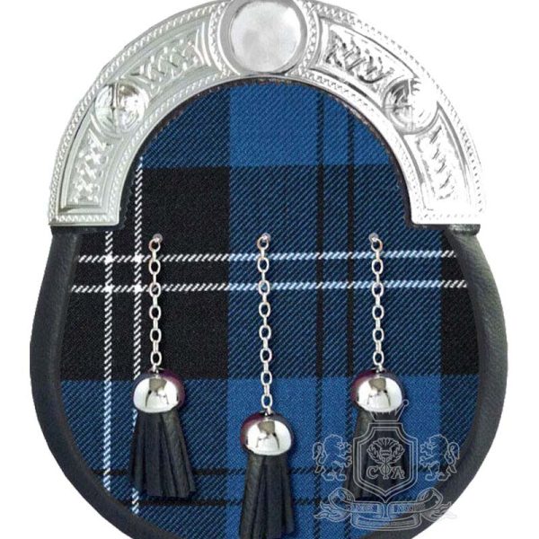 Ramsey Blue Hunting Tartan Sporran with Silver Cantle