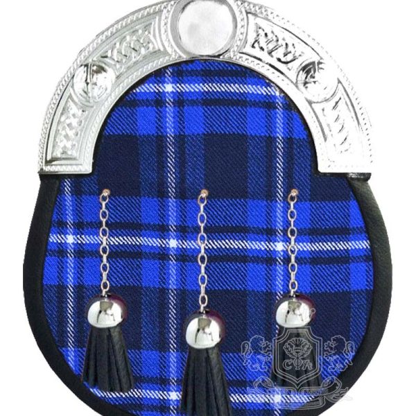 Ramsey Blue Tartan Sporran with Silver Cantle