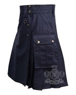 Black Cotton Utility Kilt with Slant Pockets - Image 3