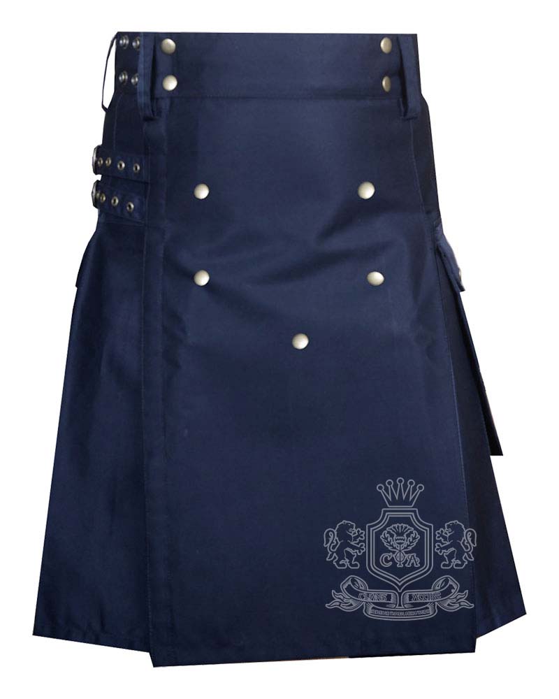black-cotton-utility-kilts-front Black Cotton Utility Kilt - Image 1