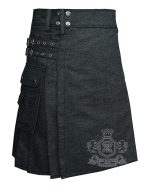 Black Denim Utility Kilt - Image 2