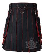Black Inner Red Hybrid Utility Kilt with Laces – Modern Style - Image 4