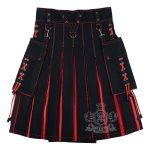 Black & Red Hybrid Cotton Utility Kilt – Detachable Pockets - Image 5