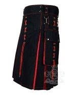 Black Inner Red Hybrid Utility Kilt with Laces – Modern Style - Image 3