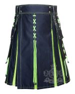 Black Inner Loment Green Hybrid Kilt Men Laces Cargo Pockets Custom