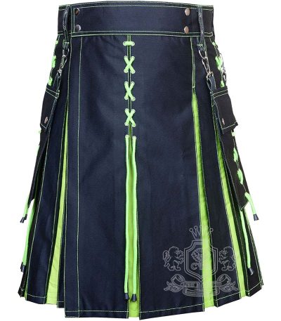Black Inner Loment Green Hybrid Kilt Men Laces Cargo Pockets Custom