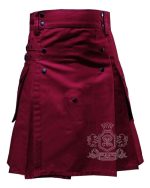 Burgundy Cotton Utility Kilt Utility Kilt with cargo pockets