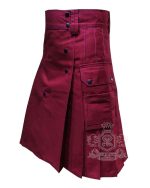 Burgundy Cotton Utility Kilt Utility Kilt with cargo pockets - Image 3