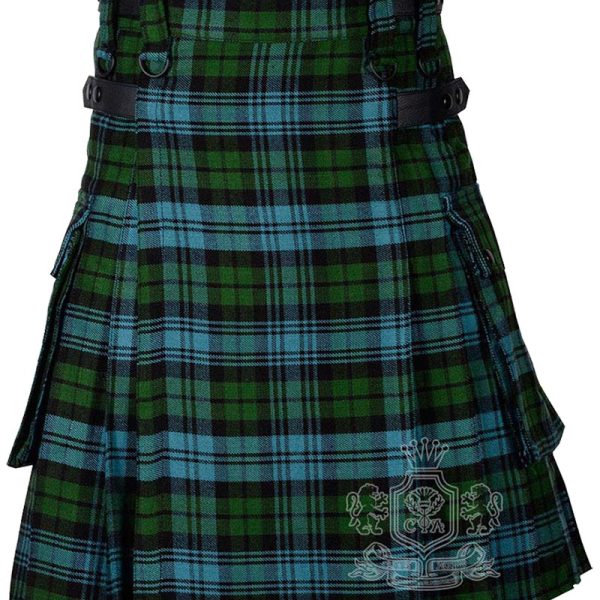 Campbell Ancient Tartan Utility Kilt with Adjustable Leather Straps