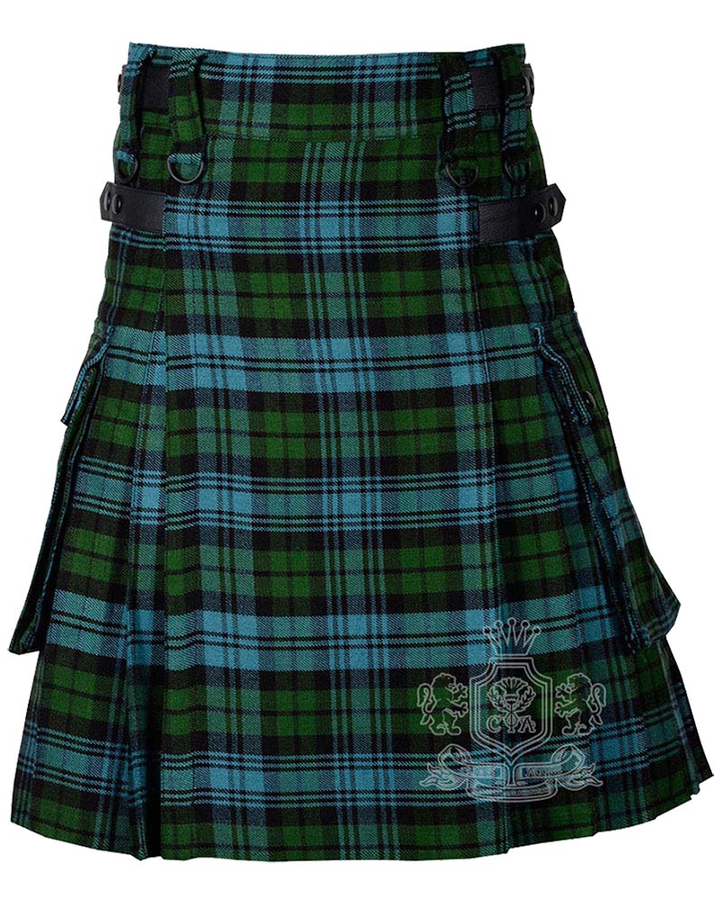 campbell-ancient-tartan-utility-kilt-front Campbell Ancient Tartan Utility Kilt with Adjustable Leather Straps - Image 1