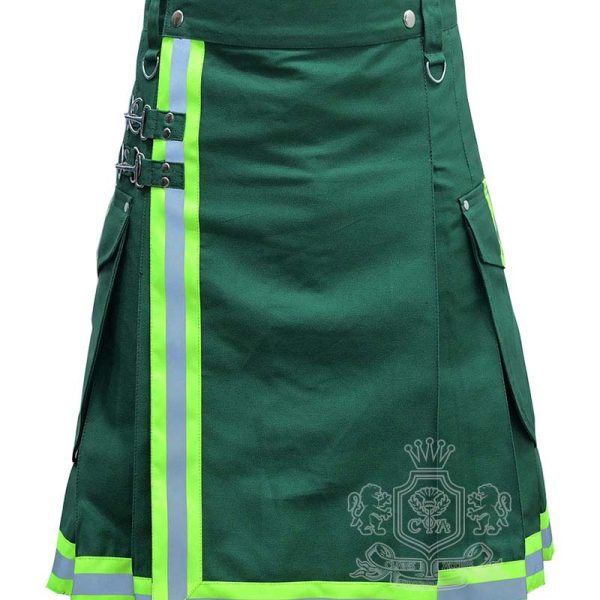 Solid Green Firefighter Utility Kilt | Cotton Work Kilt