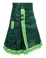Solid Green Firefighter Utility Kilt | Cotton Work Kilt - Image 2