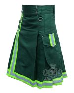 Solid Green Firefighter Utility Kilt | Cotton Work Kilt - Image 3