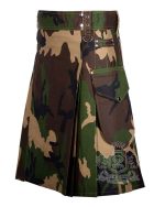 Urban Camo Cotton Utility Kilt with Cargo Pockets