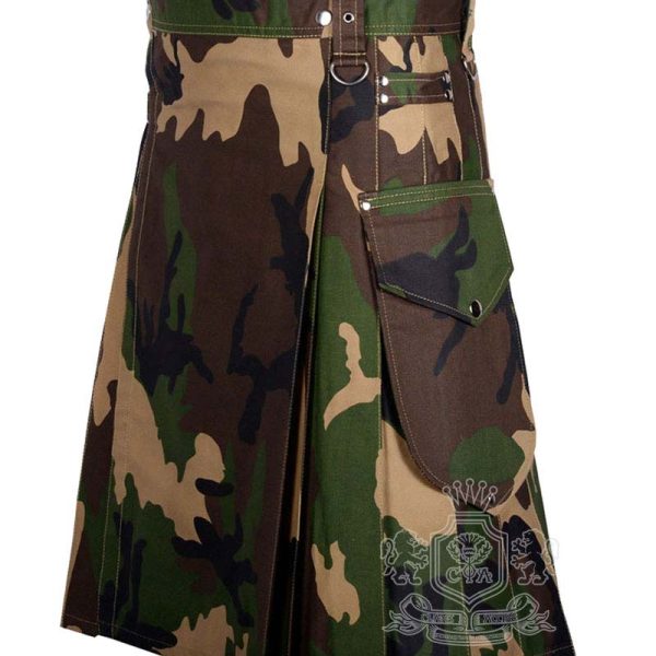 Urban Camo Cotton Utility Kilt with Cargo Pockets